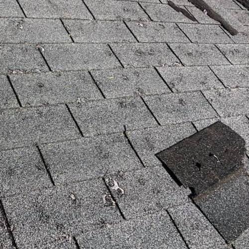 Hail and Storm Damage on a Roof.